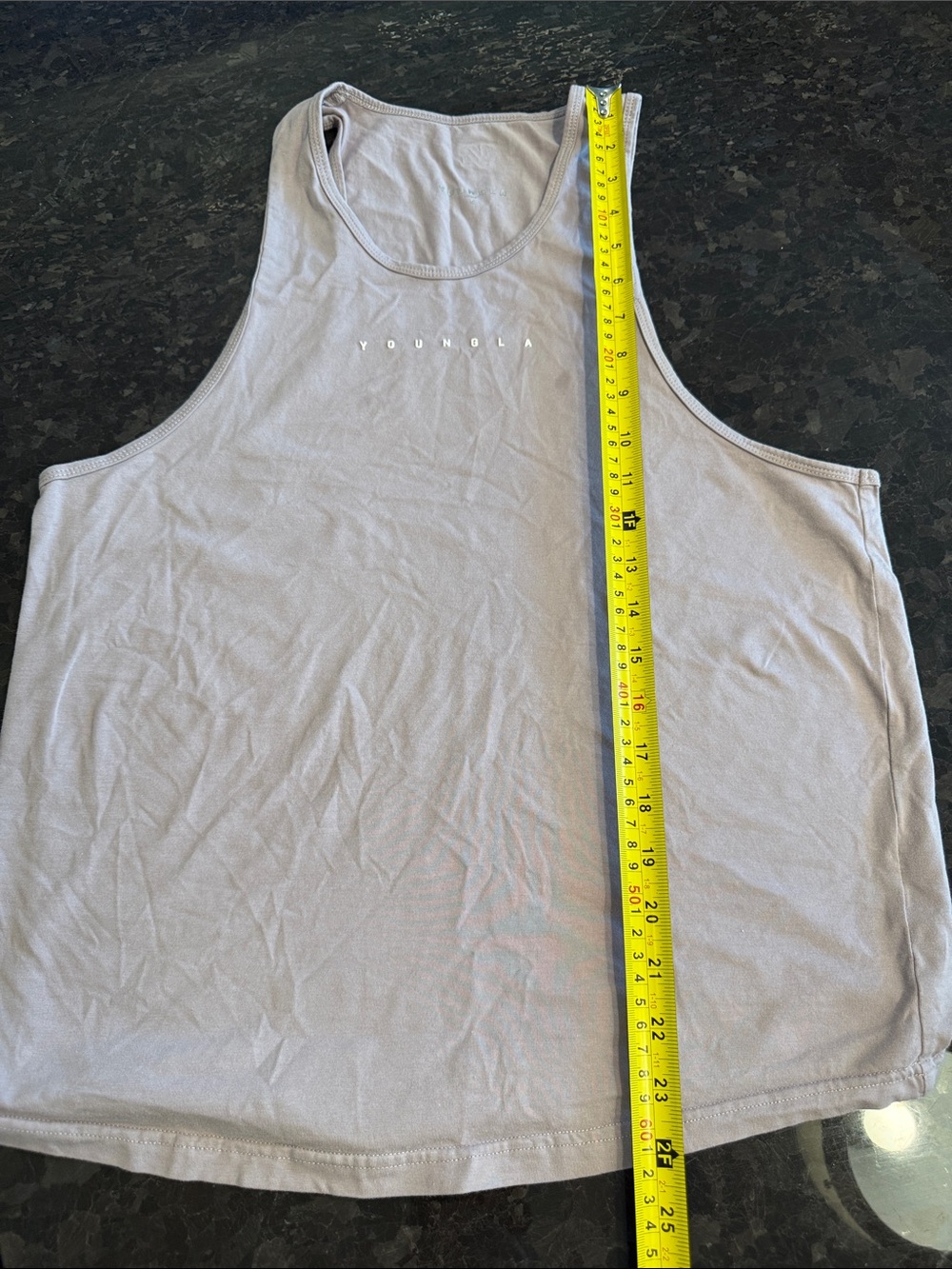 YoungLA Pale Gray Scoop Tank with Subtle Logo